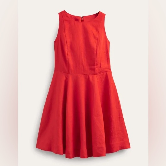 NWT Boden Fit-and-Flare Linen Mini Dress Red Size 12 - Picture 4 of 9